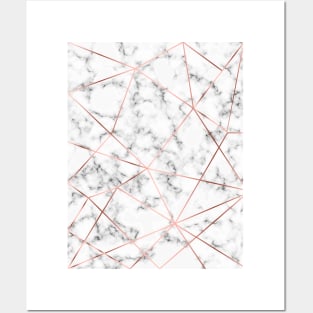 Marble with rosegold lines Posters and Art